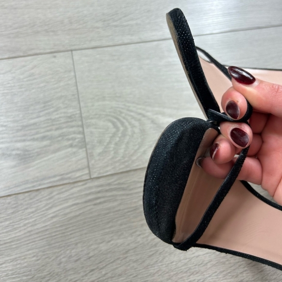 Stuart Weitzman Black Textured Leather Nudist Heeled Sandals - Picture 8 of 10